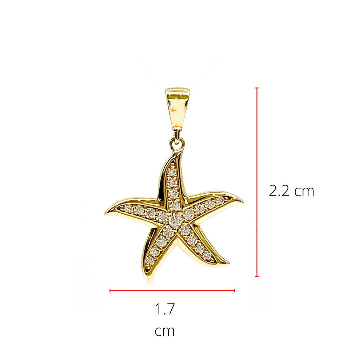 10K Yellow Gold Starfish with Cubic Zirconia Charm