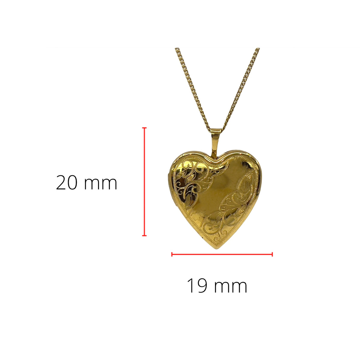Gold Plated on 925 Sterling Silver Heart Shaped Locket with Filigree Design - 21mm x 20mm