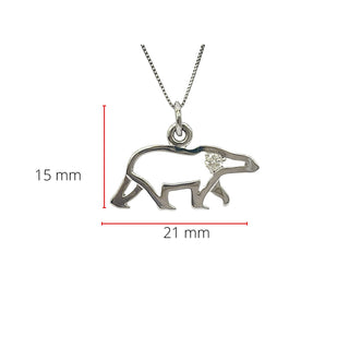 Colgante de oso polar con diamantes canadienses de 0,067 quilates en oro blanco de 10 quilates, 18"