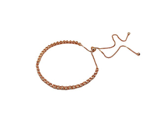 925 Sterling Silver 2mm Cubic Zirconia Rose Gold Bezel Set Tennis Bracelet with Adjustable ends - 5 - 11 Inches