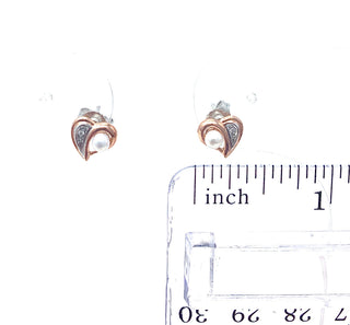 Pendientes de perlas y diamantes de oro rosa