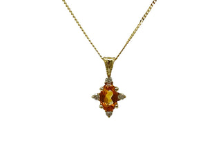 Colgante de oro amarillo de 10 quilates con citrino de 5x3 mm y diamantes de 0,03 quilates