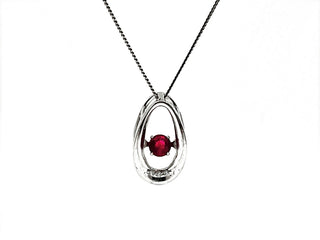 Colgante de oro blanco de 10 quilates con rubí y diamante auténticos de 0,12 quilates, 18"