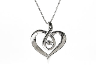 Collar infinito con forma de corazón y diamantes canadienses de plata de ley de 0,142 quilates, 18"