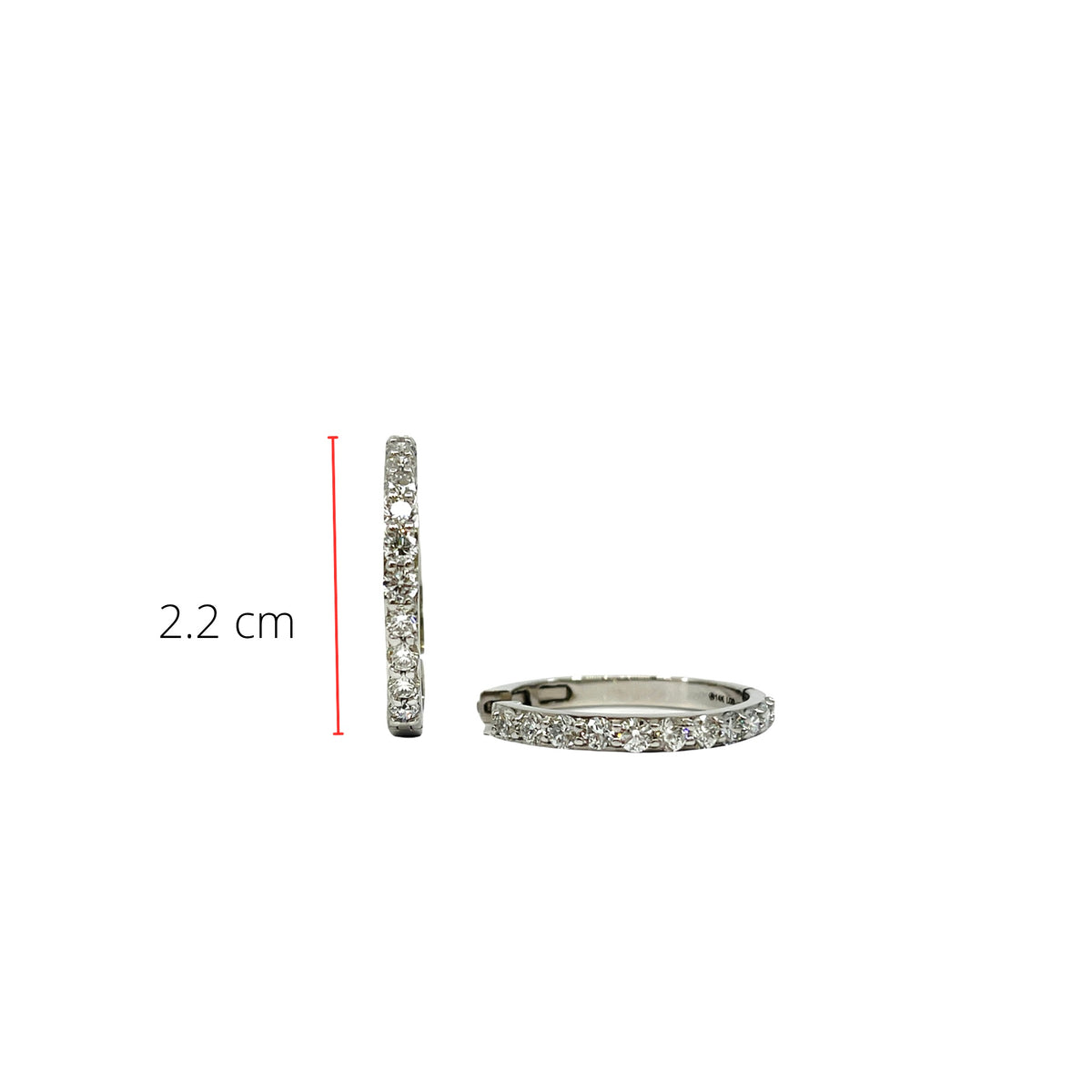 Huggies de diamantes de 0,75 quilates en oro blanco de 10 quilates - 20 mm