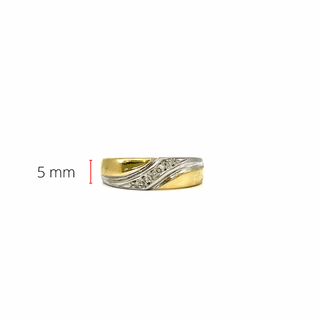 Anillo para hombre con diamantes de 0,05 quilates en oro blanco y amarillo de 10 quilates, talla 10