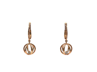 Aretes colgantes de diamantes canadienses de 0,124 quilates en oro rosa de 14 quilates