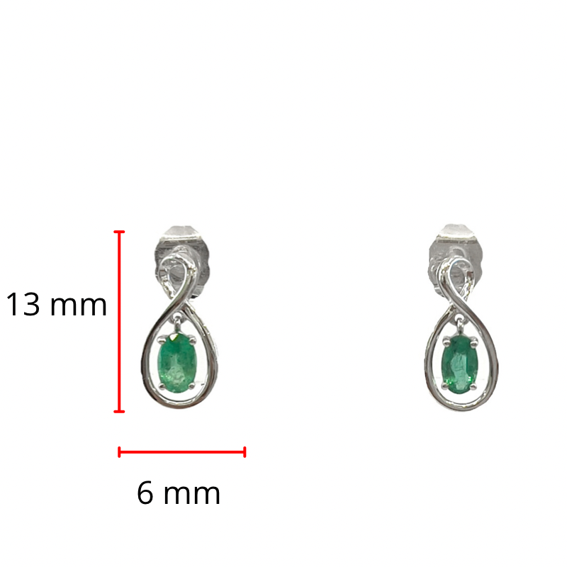 10K White Gold 0.40cttw Oval Cut Emerald Earrings