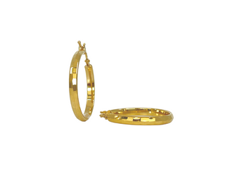 Pendientes martillados de oro amarillo de 10 quilates de 25 mm