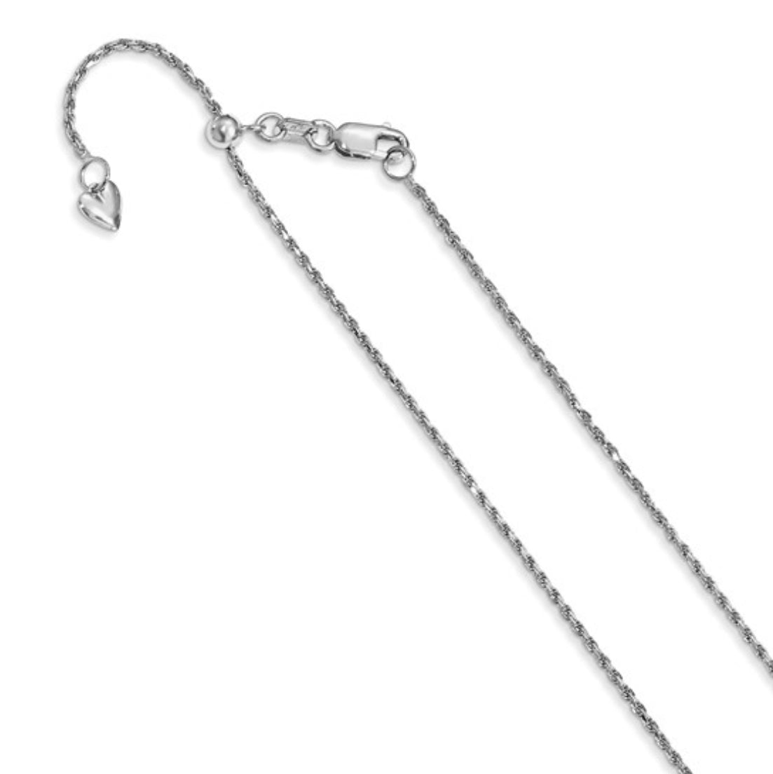 Cadena de cuerda ajustable de oro de 14 quilates con corte de diamante de 16&quot; - 22&quot; - 1,2 mm