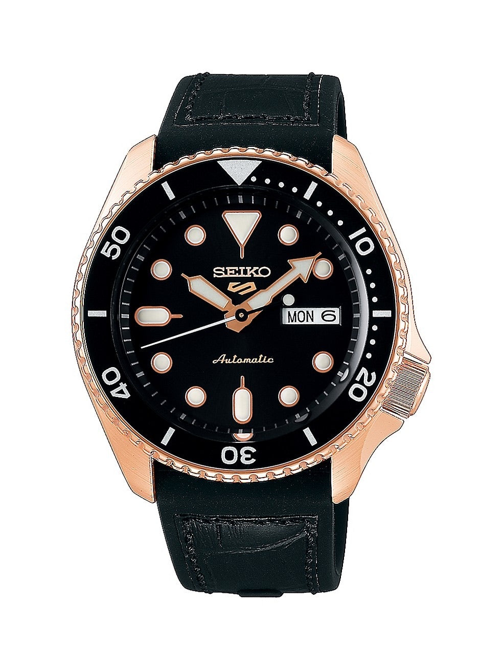 SEIKO 5 Sports Sports Stainless Steel &amp; Silicone &amp; Leather-Strap Watch SRPD76K1F