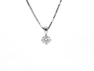Colgante de diamante canadiense de talla redonda de 0,10 quilates en oro blanco de 14 quilates, 18"