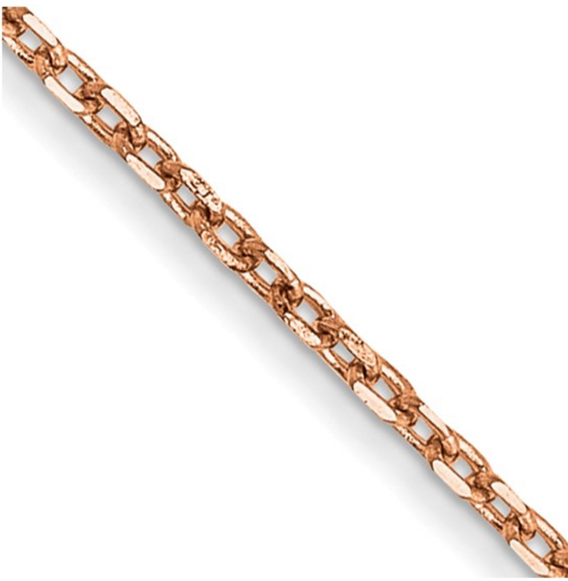 Cadena tipo cable de oro rosa de 14 quilates con cierre de mosquetón - 1,00 mm - varias longitudes