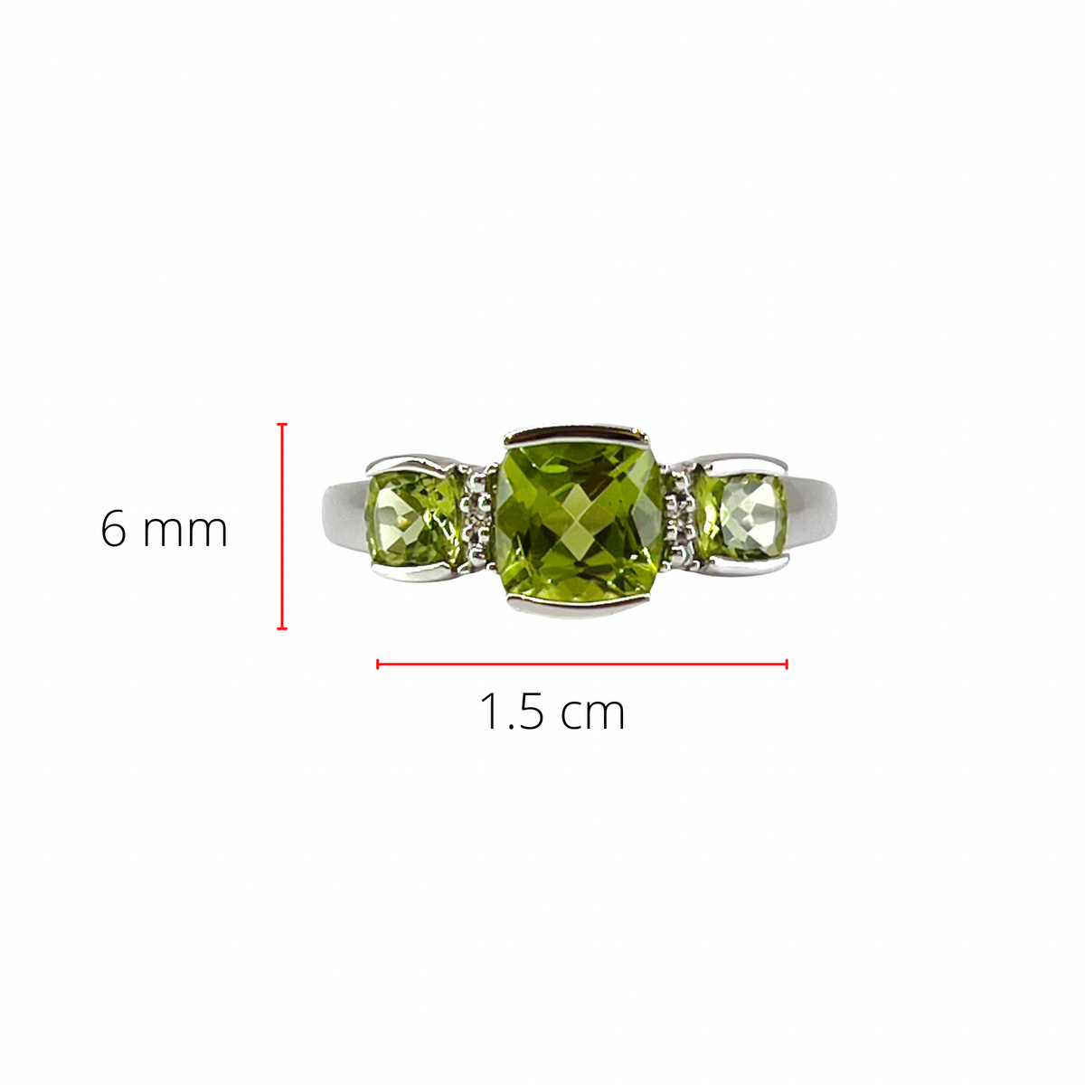 10K White Gold 1.50cttw Genuine Peridot and 0.014cttw Diamond Ring, size 7