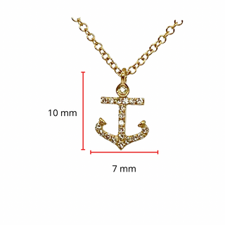 Colgante de ancla de diamante de 0,07 quilates en oro amarillo de 14 quilates, 18"