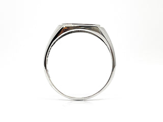 Anillo tipo sello de diamantes de 0,007 quilates en oro blanco de 10 quilates, talla 10