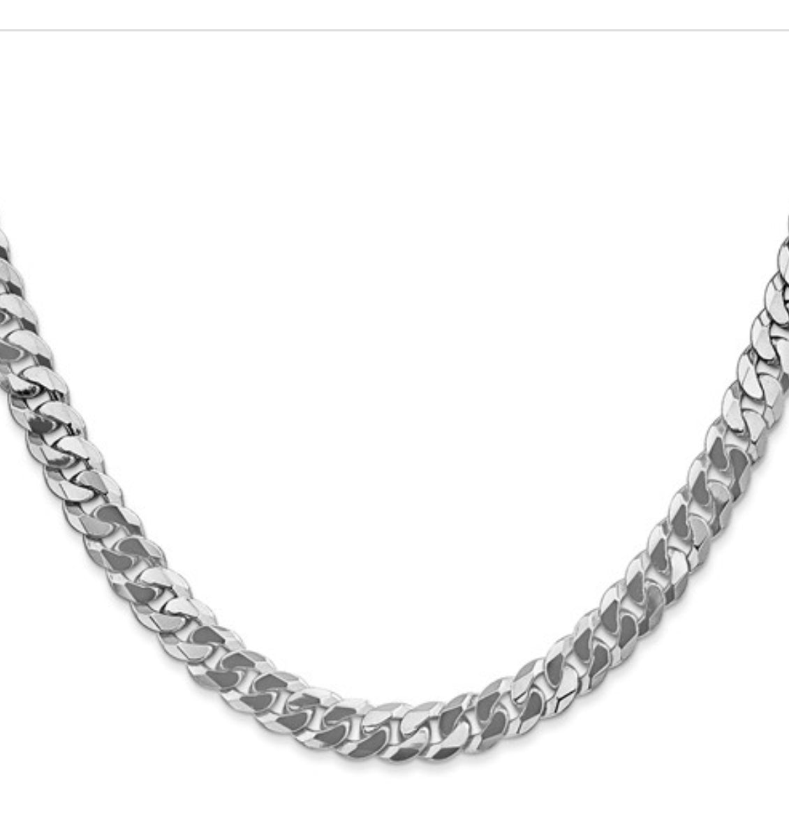 14K White Gold Flat Beveled Curb Chain