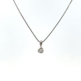 10K White Gold 0.04 cttw Diamond Solitaire Mezza Luna Pendant, 18"