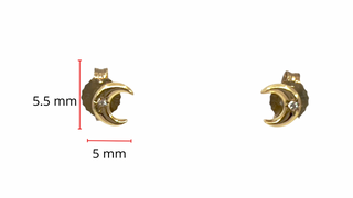 Aretes con forma de luna y diamantes en oro amarillo de 10 quilates, 0,01 quilates