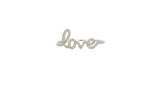 Anillo de amor con diamantes de 0,09 quilates en oro blanco de 14 quilates, talla 6,5