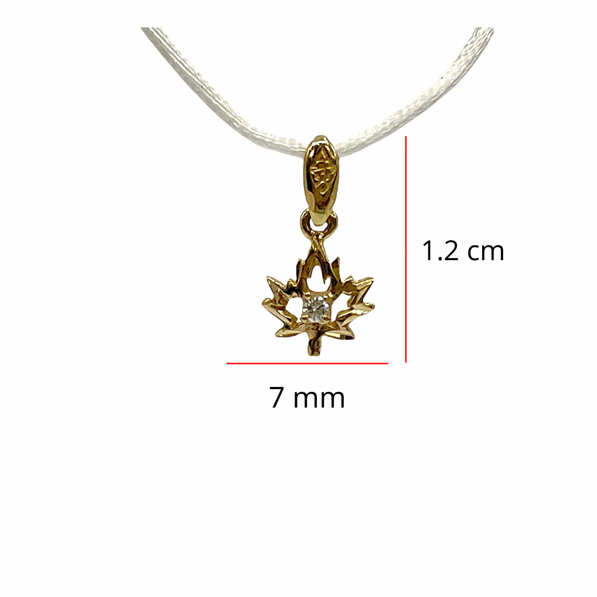 14K Yellow Gold 0.03cttw Diamond Little Leaf Pendant