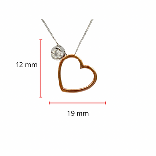 Collar con forma de corazón de diamantes canadienses de 0,09 quilates en oro blanco y rosa de 10 quilates, 18"