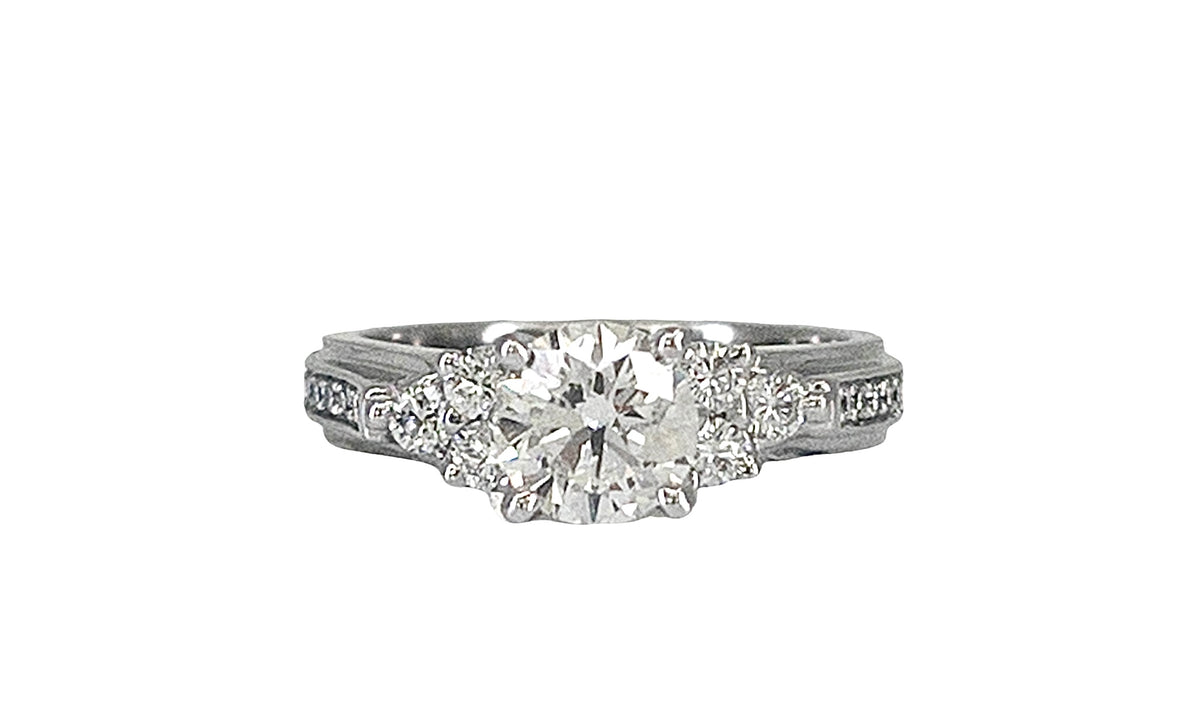 14K White Gold 1.37cttw Diamond Engagement Ring, size 6.5