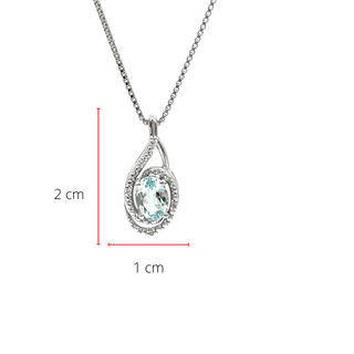 925 Sterling Silver Aquamarine & Diamond Necklace