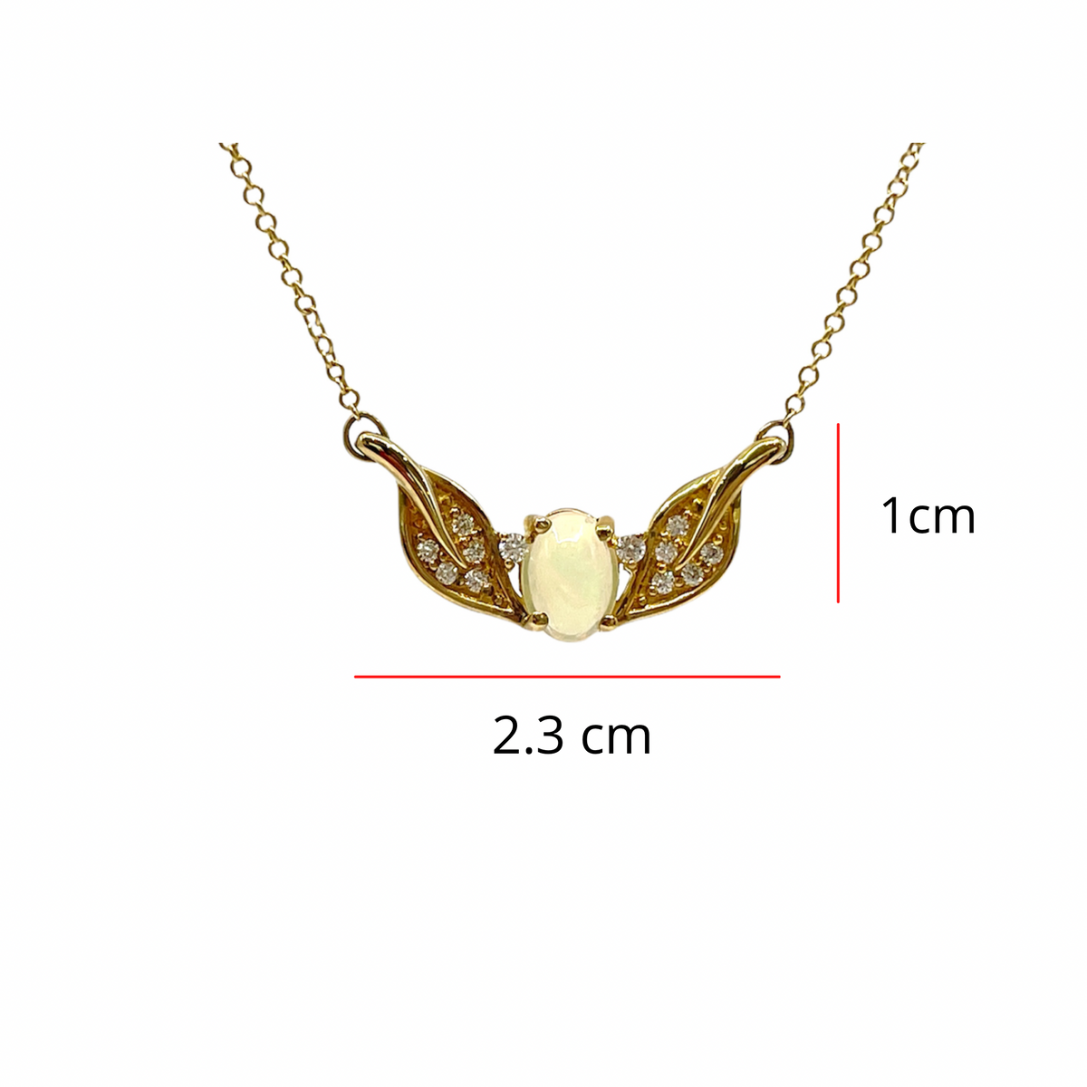 Collar de oro amarillo de 10 quilates con ópalo de 0,50 quilates y diamantes de 0,10 quilates - 18 pulgadas