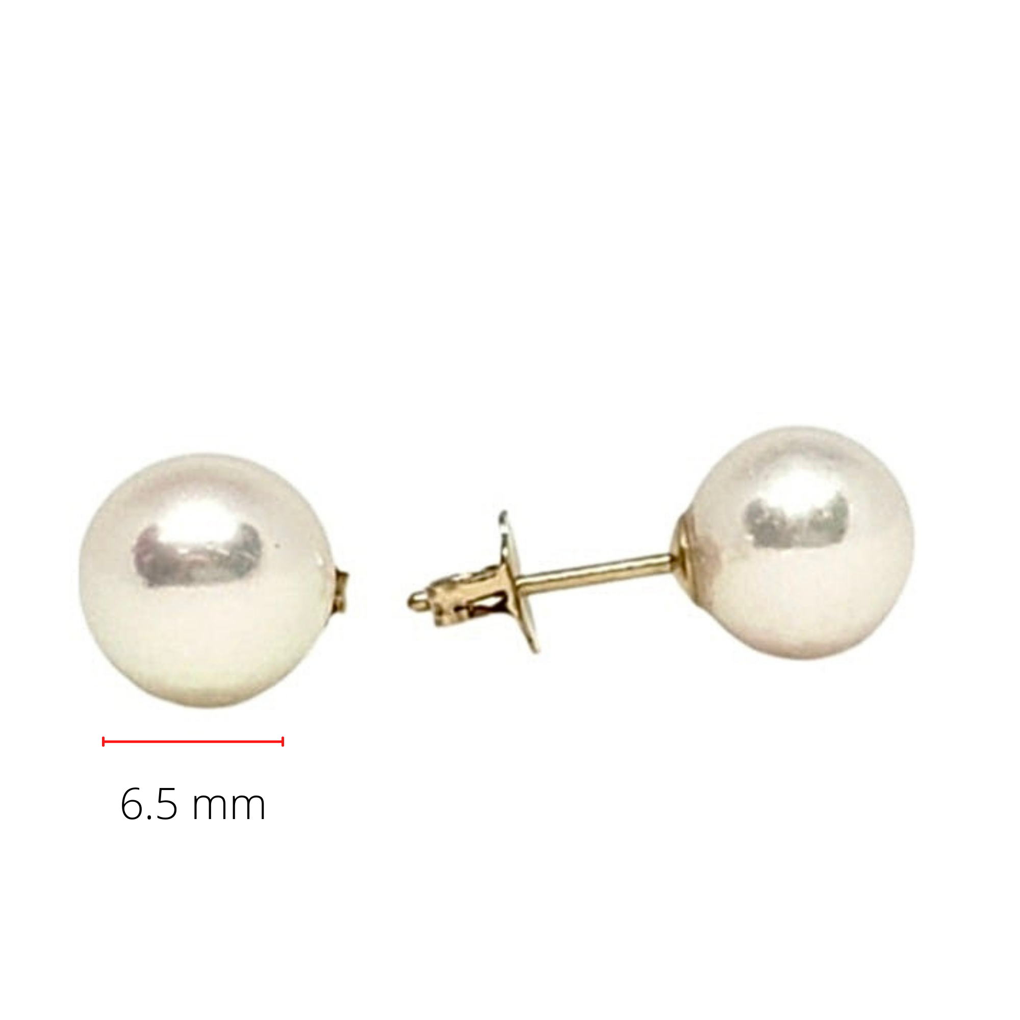 14K Gold 6-6.5mm Cultured Pearl Earrings with Butterfly Backs