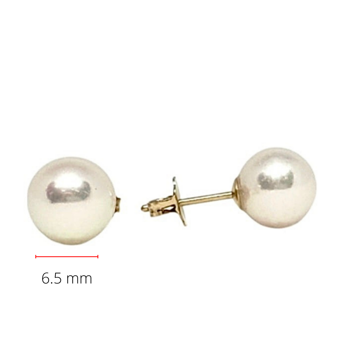 14K Yellow Gold 6-6.5mm Cultured Pearl Earrings with Butterfly Backs
