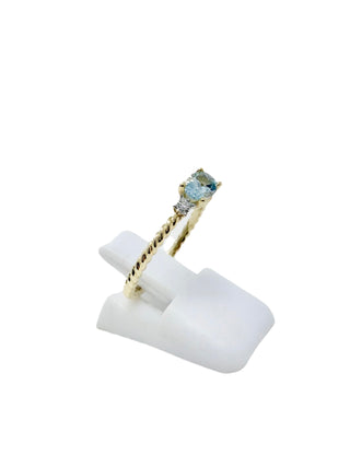10K Yellow Gold 0.40cttw Genuine Oval Cut Aquamarine & 0.02cttw Diamond Ring