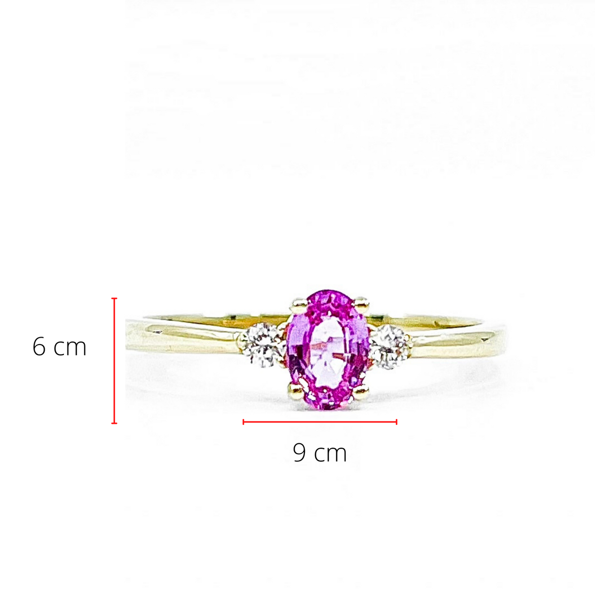 14K Yellow Gold Pink Sapphire 0.62cttw &amp; Canadian Diamond 0.08cttw Ring