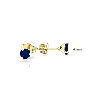 Pendientes de talla redonda con zafiro de 2,3 quilates en oro amarillo de 10 quilates