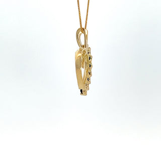 Colgante en forma de corazón de zafiro y diamante de 0,03 quilates en oro amarillo de 10 quilates, 18"