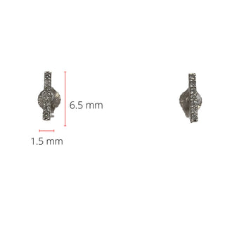 Arete con barra de diamantes de 0,072 quilates en oro blanco de 10 quilates - 6,5 mm