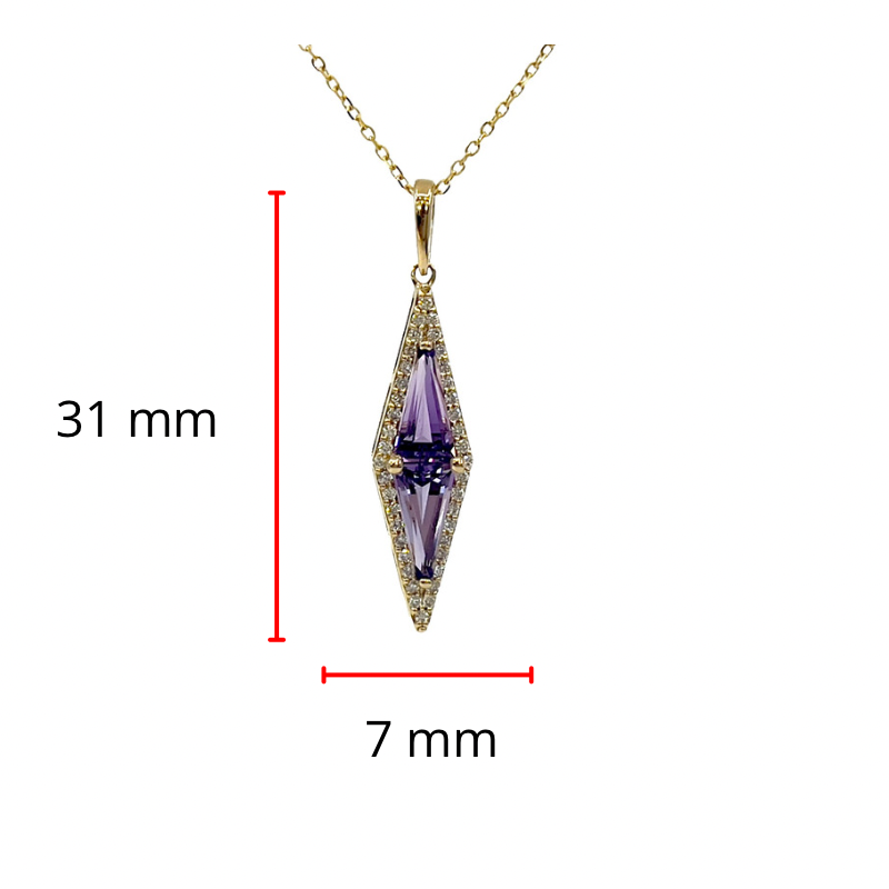 14K Yellow Gold 0.92cttw Amethyst and 0.20cttw Diamond Necklace - 18 Inches