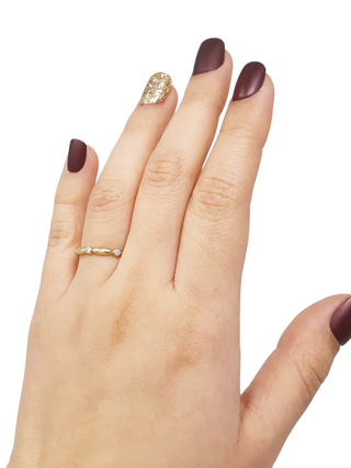 Anillo/banda apilable de diamantes de 0,10 quilates en oro amarillo de 10 quilates, tamaño 6,5
