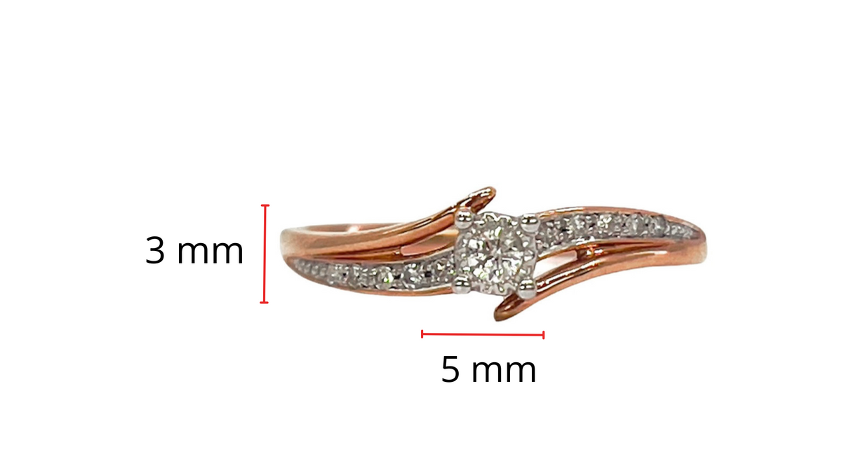 Anillo de compromiso de diamantes con montura de ilusión de 0,10 quilates en oro rosa de 10 quilates - Tamaño 6,5