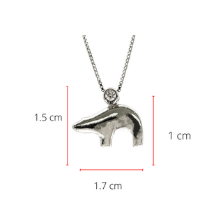 Colgante de oso polar con diamantes canadienses de 0,057 quilates de plata de ley, 18"