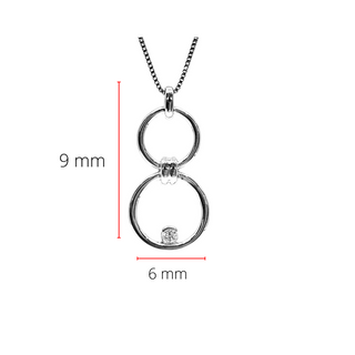 Collar con doble infinito/círculo de diamantes de 0,11 quilates en plata de ley, 18"
