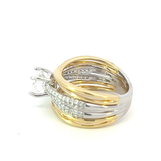 14K Yellow and White Gold Round Diamond Mount