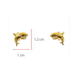 Aretes de orca de diamantes de 0,06 quilates en oro amarillo de 14 quilates con cierre de mariposa - 12 mm x 10 mm