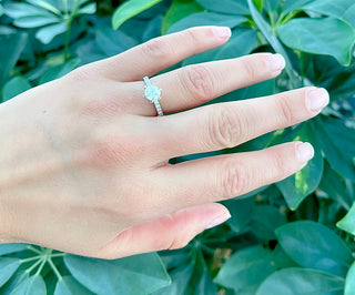 Anillo de compromiso de diamantes de 1,23 quilates en oro blanco de 14 quilates, talla 6