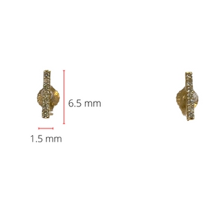 Aretes con barra de diamantes en oro amarillo de 10 quilates, 0,072 quilates