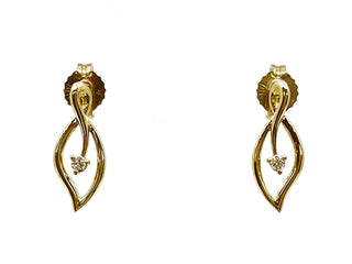 Pendientes de hoja de diamantes de 0,04 quilates en oro amarillo de 10 quilates: 15 mm x 6 mm