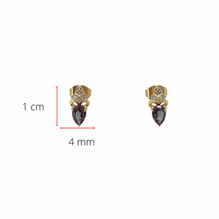 10K Yellow Gold 1.0cttw Created Alexandrite and 0.03cttw Diamond Earrings