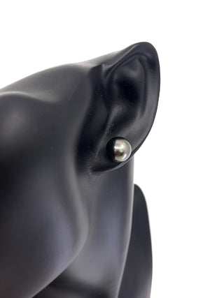 14K White Gold 7mm Tahitian Pearl Stud Earrings with Butterfly Backs