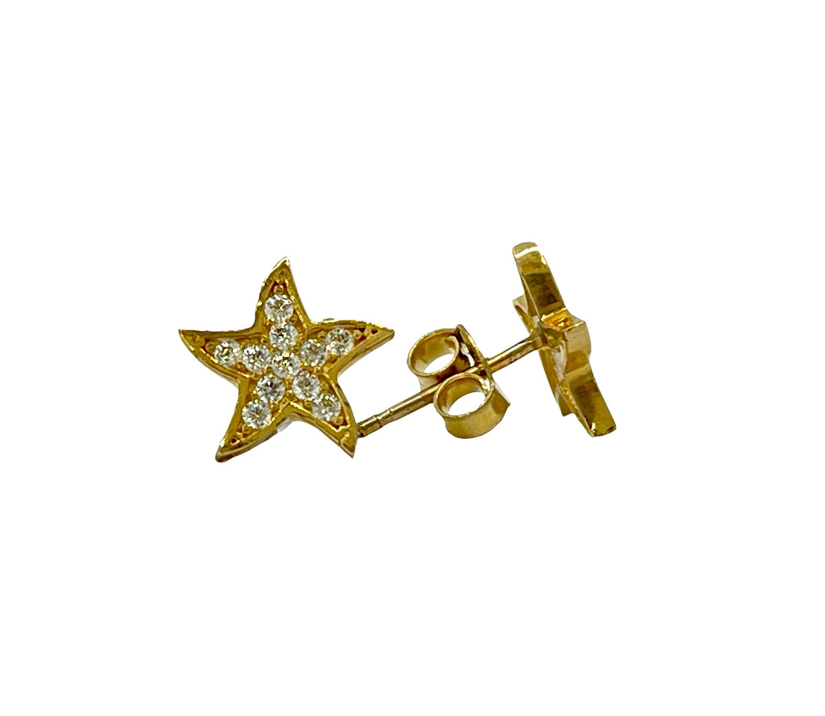 10K Yellow Gold Starfish with Cubic Zirconia Earrings