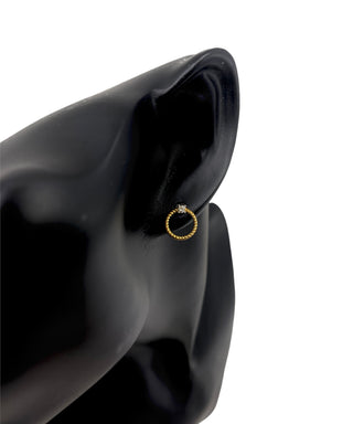 Pendientes circulares/infinitos con diamantes en oro amarillo de 10 quilates, 0,10 quilates